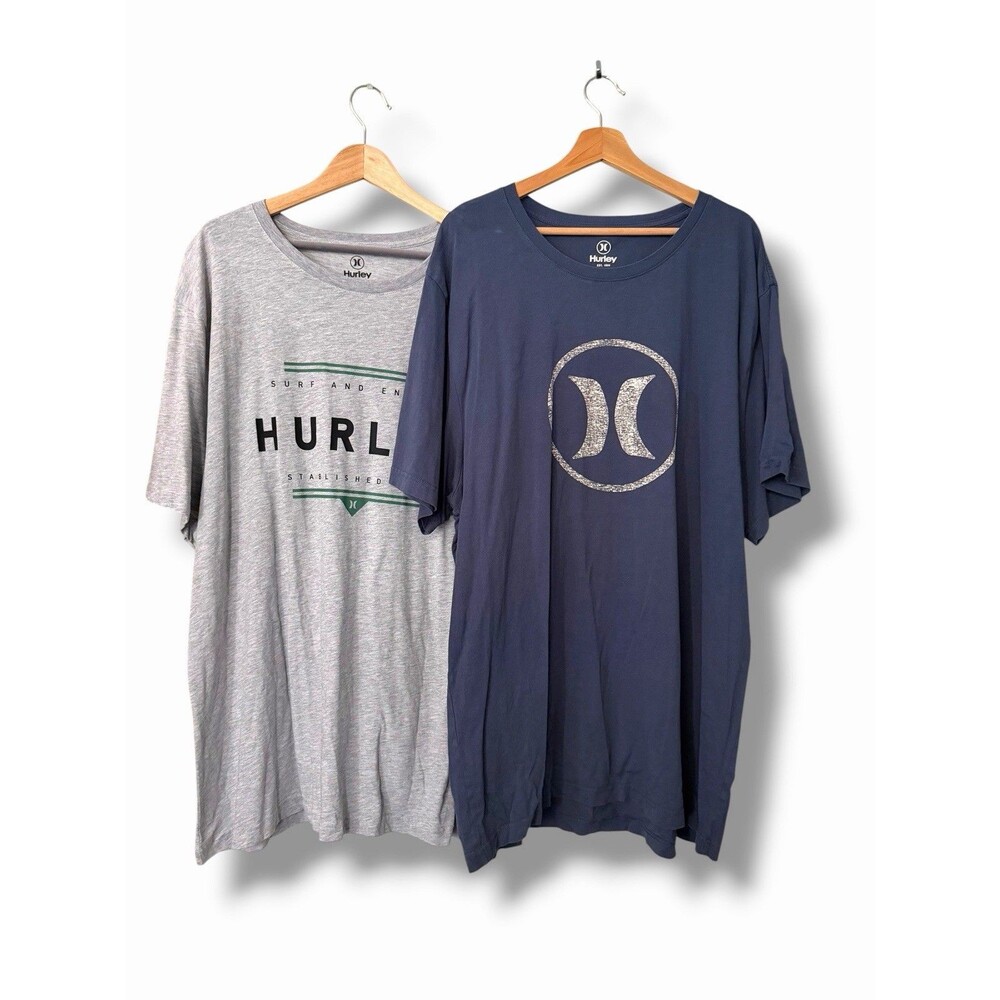 Hurley T-Shirt Lot Men's Short Sleeve Logo Tee Crew Neck  XXL Graphic Set Of 2